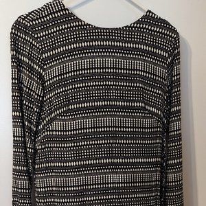H&M Long-Sleeved Black and White Dress Size 8